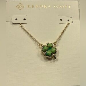 Kendra Scott Clover Necklace in Green and Gold St Patrick’s Day